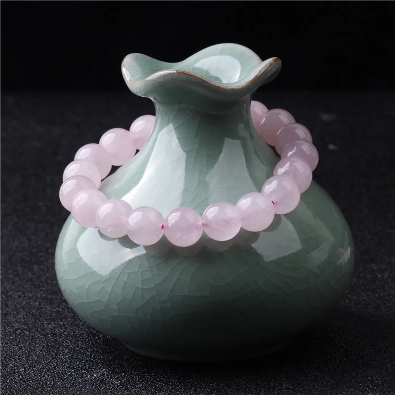 Браслет из розового порошкового хрусталя кварцевый и натурального камня