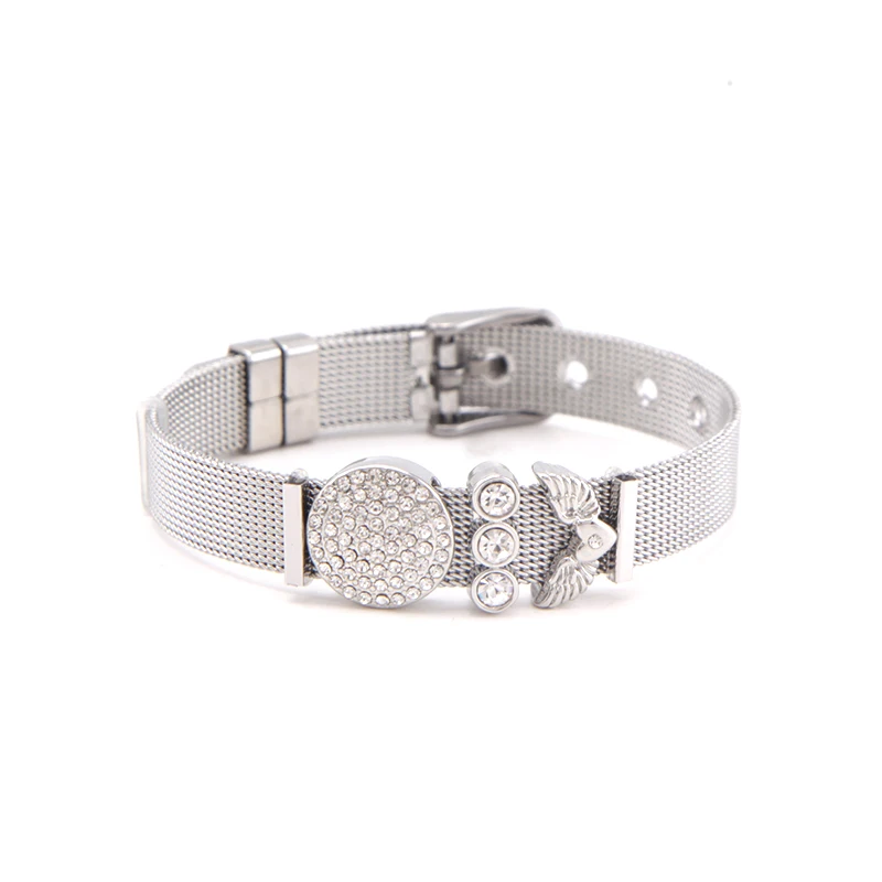 

Dropshipping Somsoar Jewelry "520" means I love you Mesh Bracelet Set Stainless Steel DIY Charms Bracelet for valentine's day