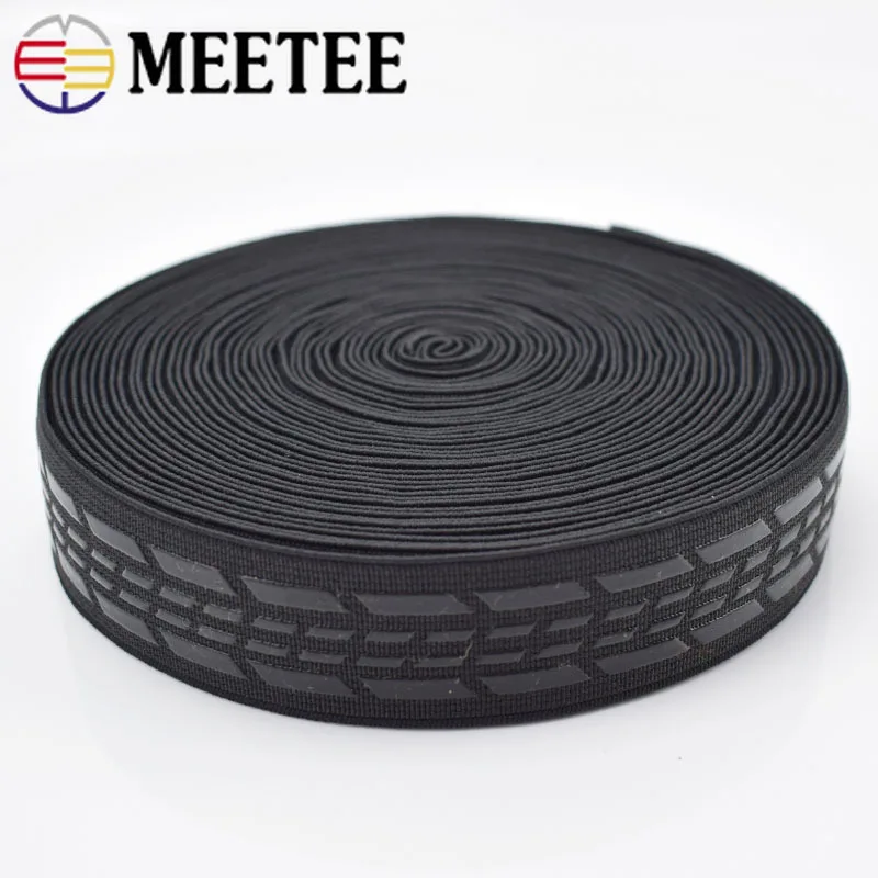 Meetee 2/5/10M 25 мм силиконовым противоскользящим покрытием черный Эластичная лента Спортивная пояс эластичная тесьма DIY открытый Костюмы швейная Материал