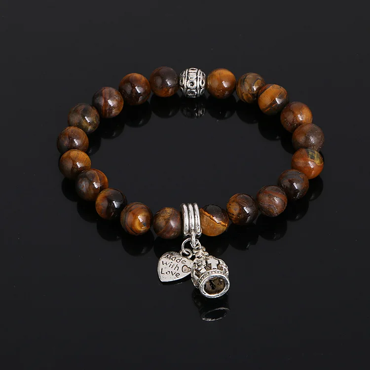 Высокое качество из тигрового глаза с Буддой Корона любовь кулон Браслеты