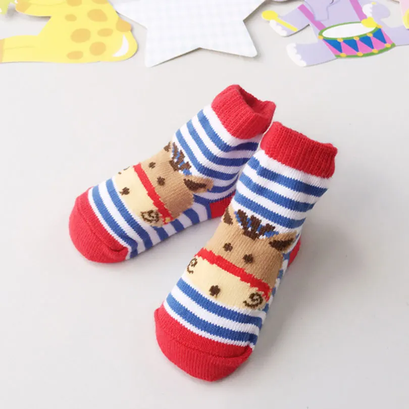 0-12 Month Infant Baby Socks for Girls Newborn Toddler Cute Cartoon Bear Striped Christmas Gift For Boys | Детская одежда и обувь