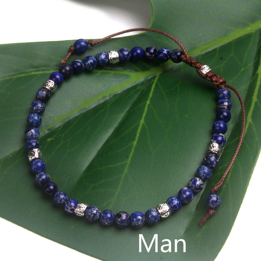 blue for Man Браслеты премиум класса с бусинами, обтягивающие браслеты с камнем, модные браслеты дружбы для влюбленных пар, браслет для йоги, ювелирные изделия, Прямая поставка - Окраска металла: blue for Man