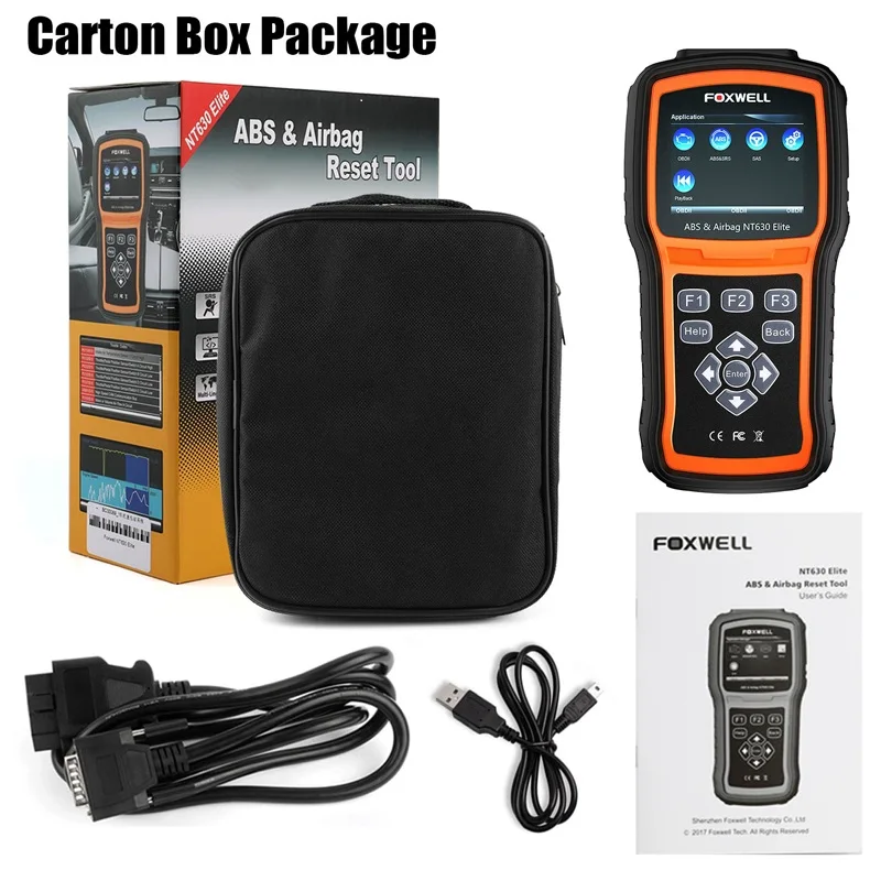 Carton Package FOXWELL NT630 Elite OBD2 автомобильный сканер ABS SRS Airbag SAS Crash Дата сброса кода считыватель двигателя ODB obd2 автоматический диагностический инструмент - Цвет: Carton Package