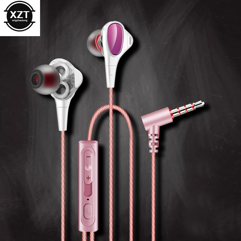 1 шт. новые двойные драйверы In-Ear проводные наушники стерео бас с микрофоном для