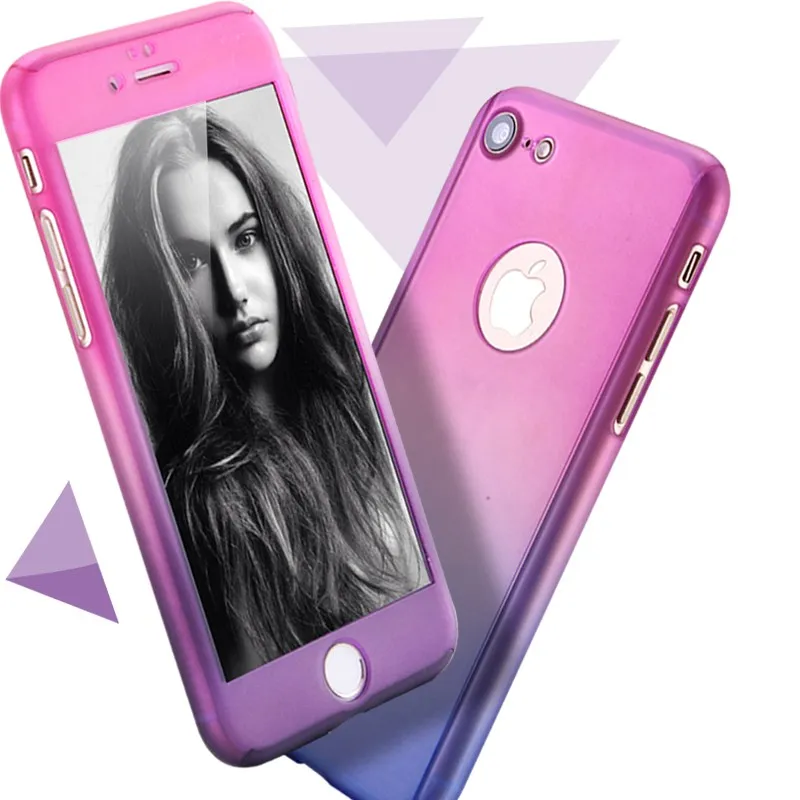 Градиент цвета радуги 360 полный охват тела телефонные чехлы для Apple iPhone 7 Plus