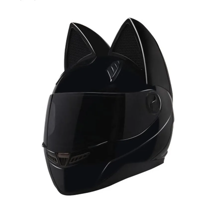 

NITRINOS Black Full Face Motorcycle Helmet Personality Cat Helmet Fashion Motorbike Helmet Moto Capacete M /L/XL /XXL