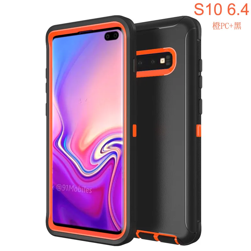 Для samsung s6 s7 s8 s9 s10 Plu note5 note8 note9 вращающийся Задний зажим для защиты экрана с зажимом для ремня на 360 градусов ударопрочный корпус - Цвет: Black Orange