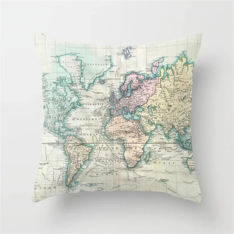 Cushion Covers20 Чехлы карта мира декоративные наволочки для подушки из хлопка и полиэстера Cojines Decorativos для диваном автомобиля домашнего бросить подушки крышки - Цвет: Cushion Covers20