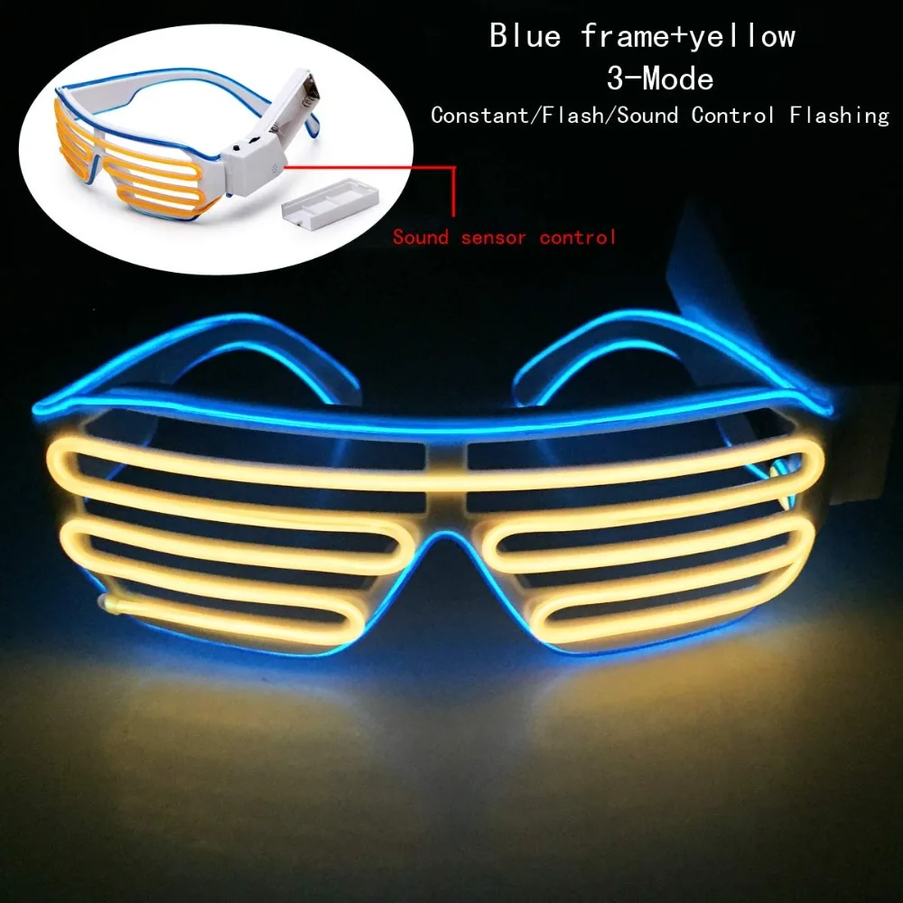 

7 Colors Flashing EL Wire Neon Led Glasses Luminous Party Decorative Lighting Classic Gift Bright Light Festival Gift