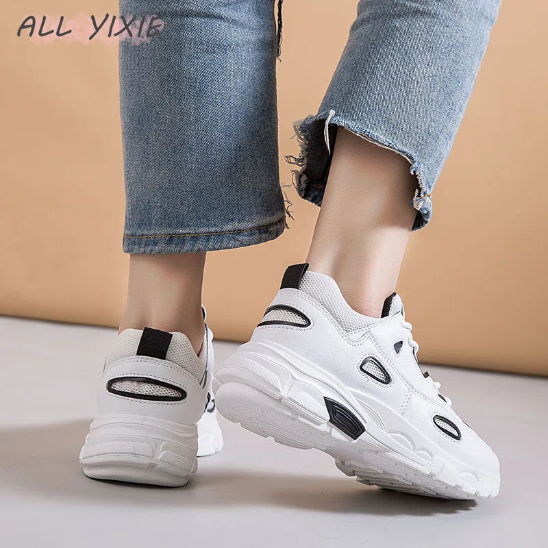 Все YIXIE 2019 новые модные весенне-летние сетчатые черные дышащие женские кроссовки