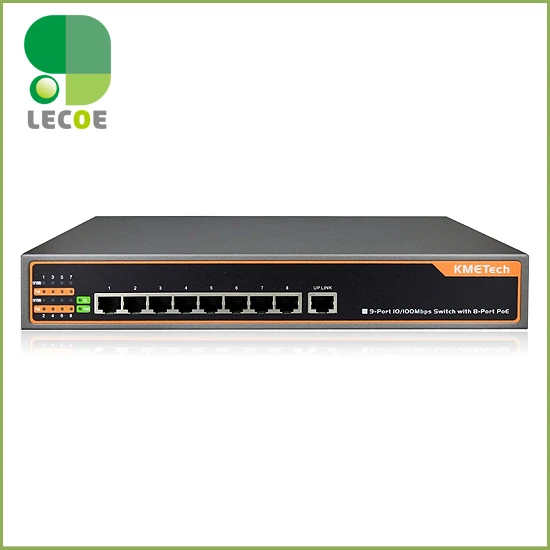 

8-портовый IEEE802.3af/at PoE коммутатор/адаптер для сети видеонаблюдения