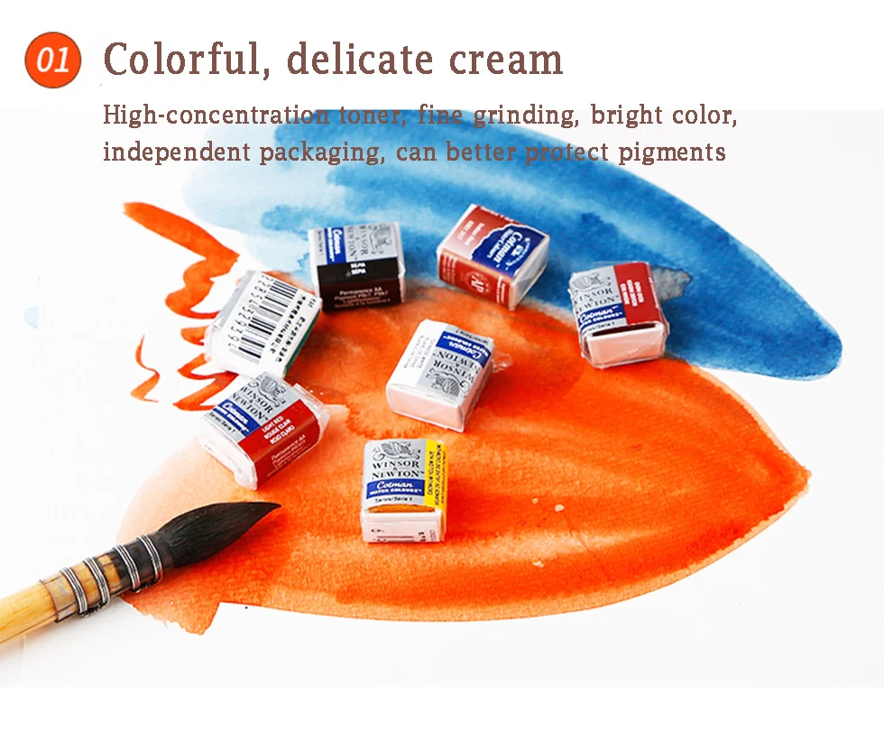 WINSOR& NEWTON твердый пигмент воды Цвет Краски 8/12/24/36/45 Цвет Cotman высокого уровня воды Цвет художественные рисовальные принадлежности полукювет мини