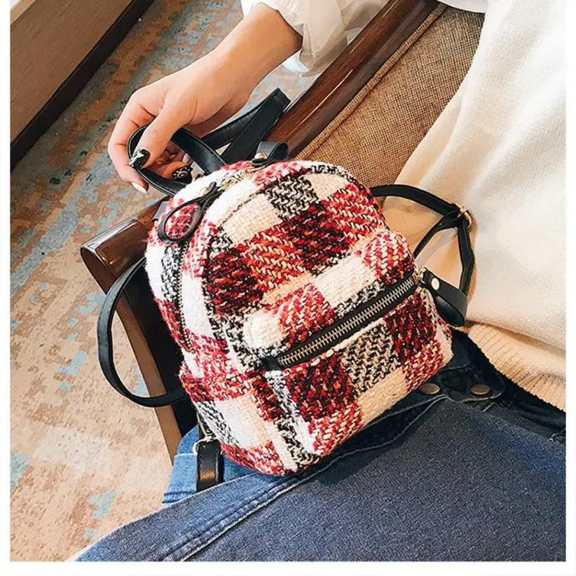 Фото Корейский стиль рюкзаки для девочек-подростков Для женщин мода Хит Цвет шерсть в