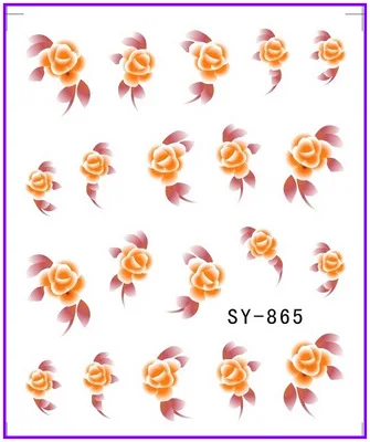 6 упак./лот блеск переводка NAIL ART наклейки на ногти цветок фиолетовый Магнолия SY861