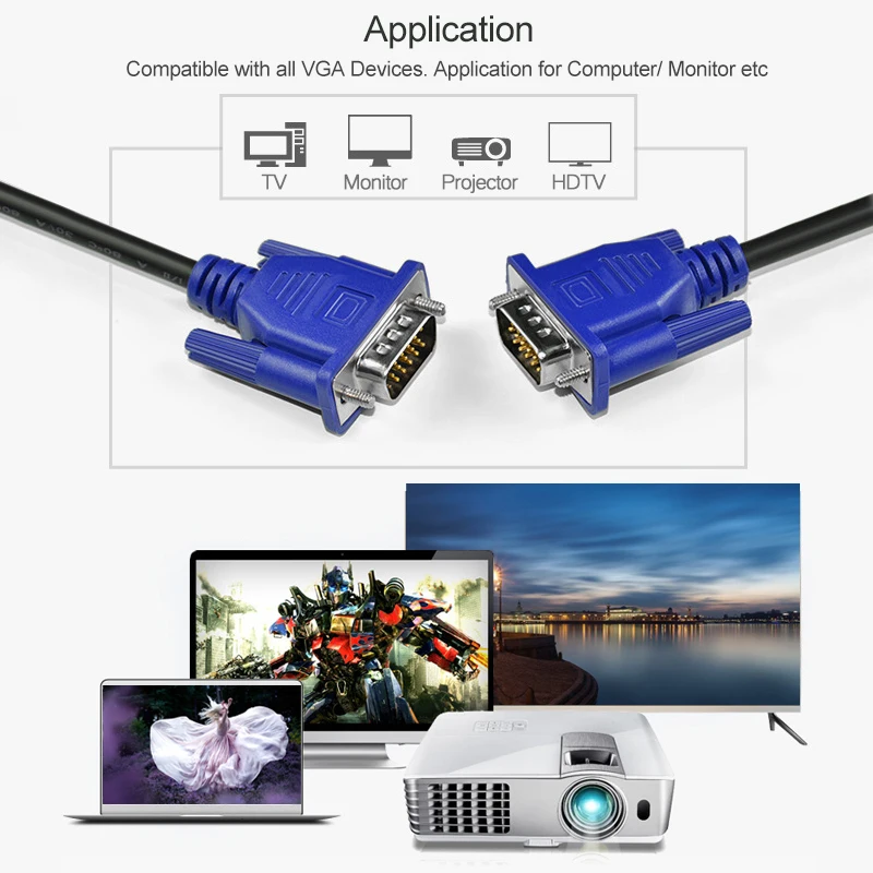1080P VGA к VGA компьютерный монитор Удлинительный Кабель VGA кабель HD 15 Pin кабель «Папа-папа» шнур Медная линия для портативных ПК