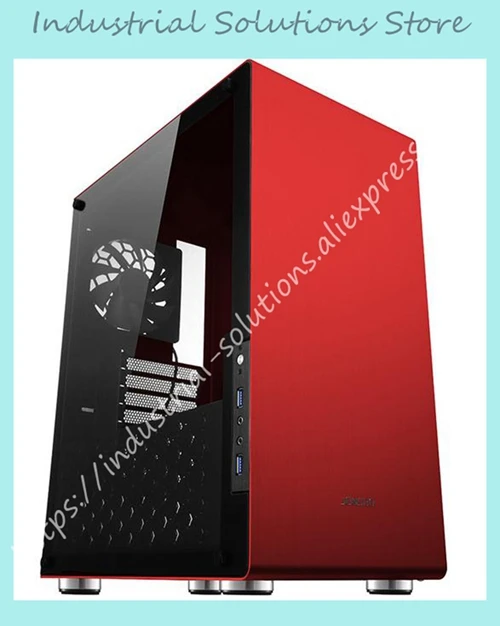 Чехол U4 блок питания ATX Алюминий шасси толщиной 5 мм закаленное стекло боковые панели компьютера - Цвет: Красный