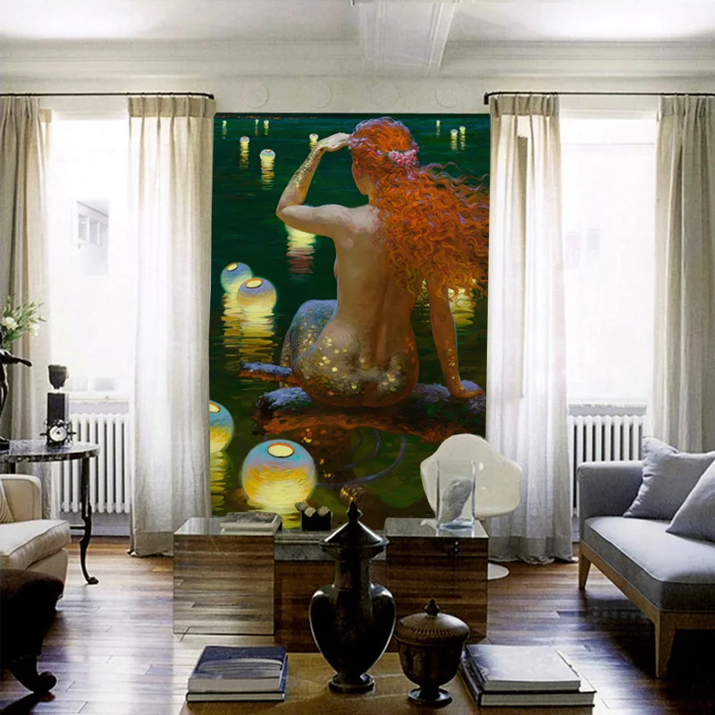 

Mermaid Wall Mural Custom 3D Wallpaper for walls Ocean Oil painting Photo Wallpaper Bedroom Hallway Hotel Decor papel de parede