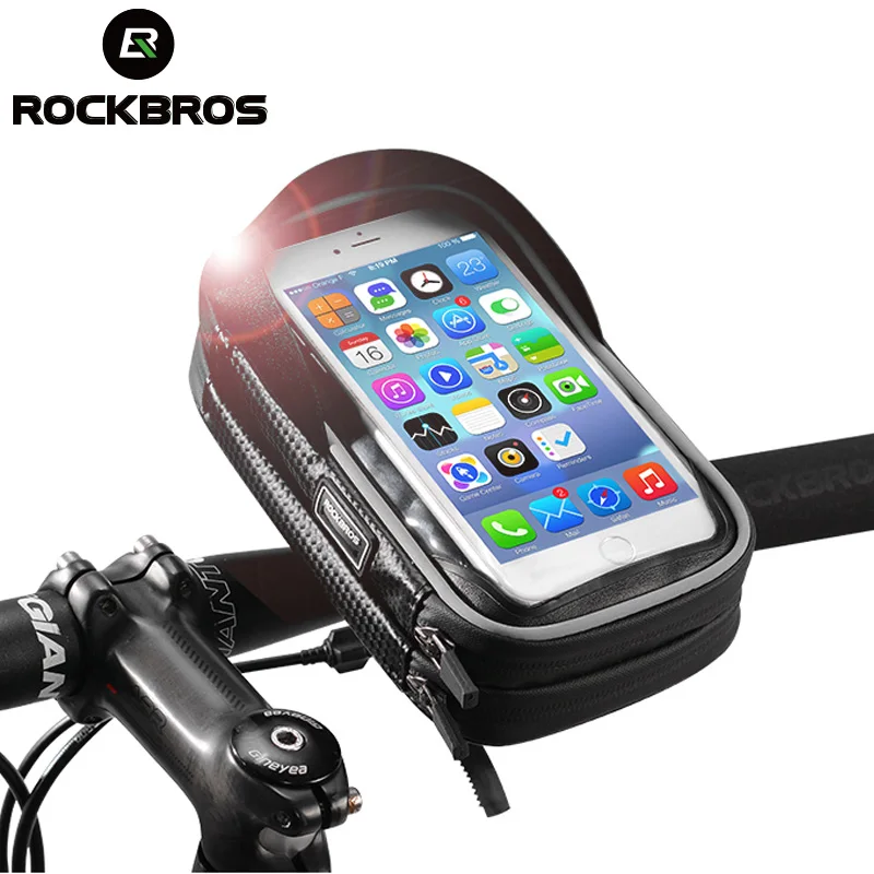 ROCKBROS велосипедная сумка 6 дюймов непромокаемая ТПУ сенсорный экран сотовый велосипед Телефон сумка держатель Велоспорт Руль сумки MTB рамка чехол Чехол