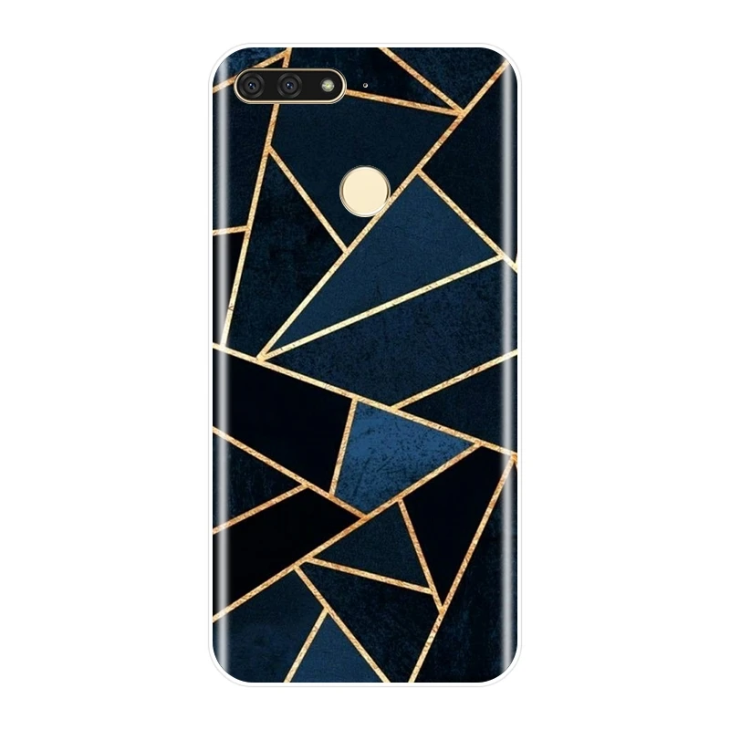 Мягкий чехол для телефона huawei Y5 Y6 Y7 Prime 2018 Y9 2019 силикон Роскошные Геометрия задняя