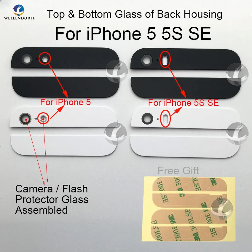 Заднее стекло для iPhone 5 5S SE задний корпус Стеклянные верхние и нижние запасные