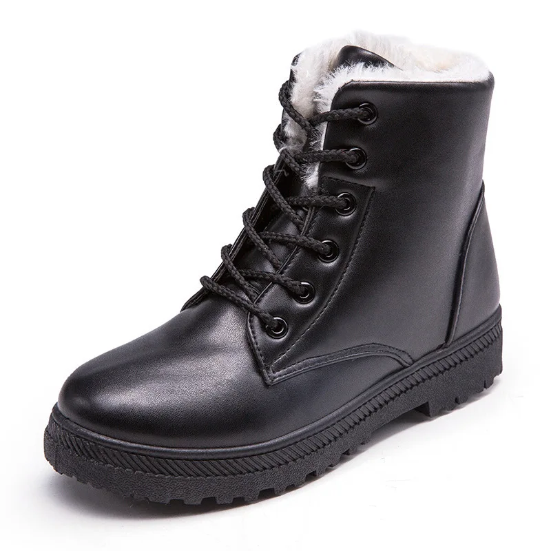 Женские зимние ботинки 2018 Новая обувь женские bota feminina PU кожи на шнуровке круглый