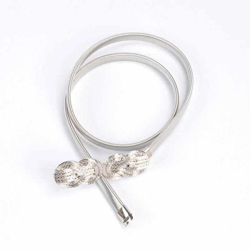 Женский эластичный пояс в форме золотого и серебристого листа дизайнерский для