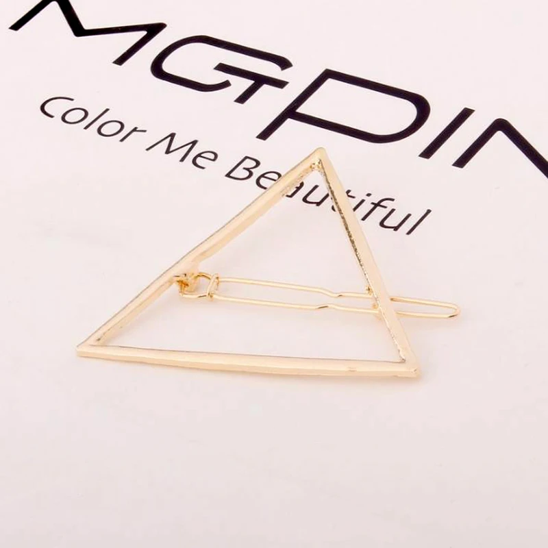triangles 1 шт. Moon/губы/кружки/треугольники/8 слов зажим для волос, новинка, модные женские туфли для девочек золотистые шпильки для волос держатель аксессуары для волос из металлического сплава - Цвет: triangles