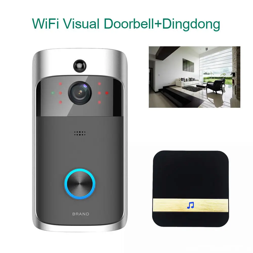 WiFi Интеллектуальный видео дверной звонок HD 720P визуальная камера кольцо IR + Dingdong