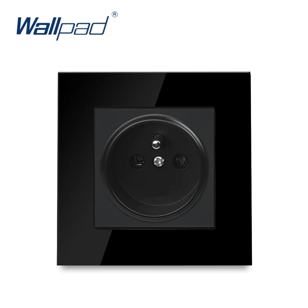 1 French Socket Тройной французская розетка Wallpad черный Стекло 258*86 мм 16A 3 Way розетки французский Стандартный розетки 110 V-240 V - Тип: 1 French Socket