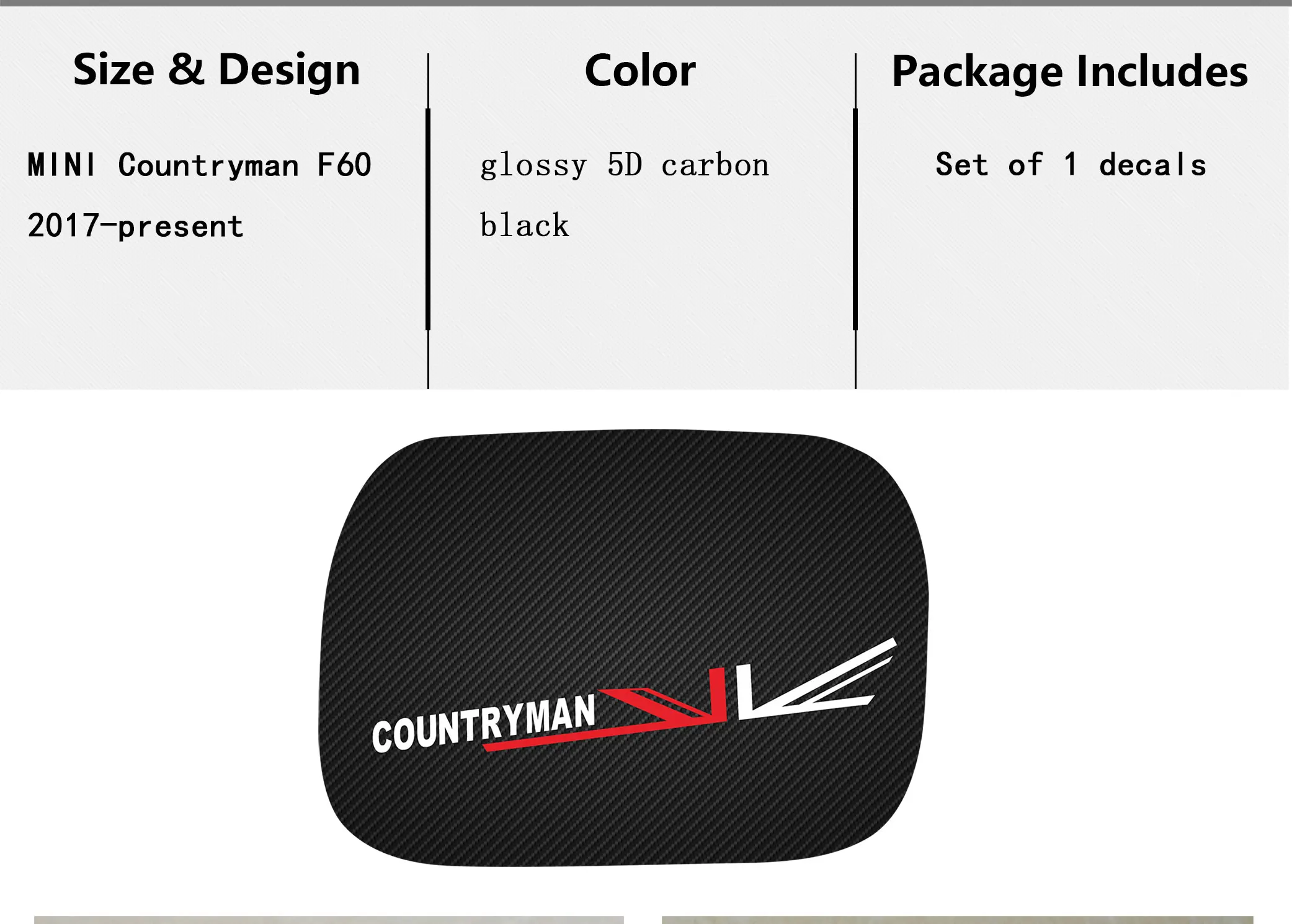 5D Carbon Fiber Vinyl Decal Unon Jack Decoration Car Fuel Tank Cap Sticker For Mini Cooper Countryman F60- Accessories