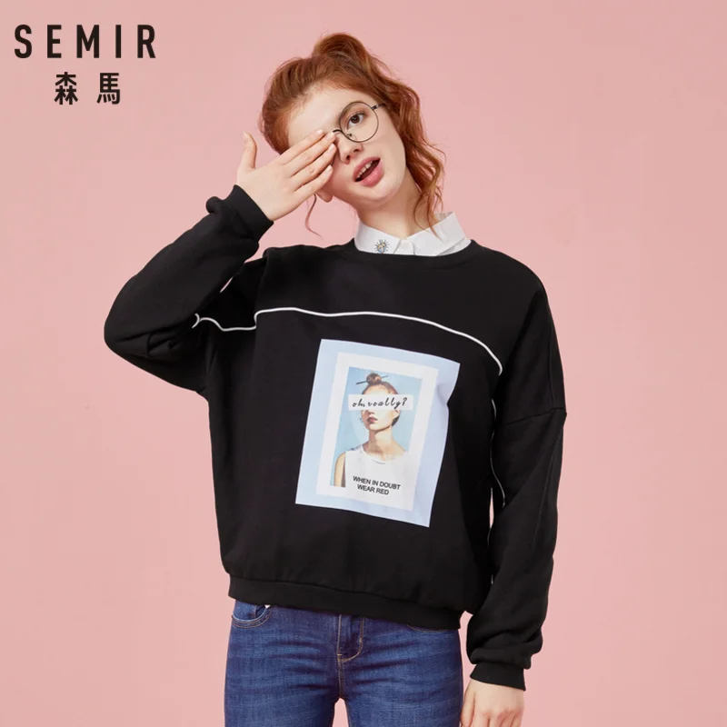 Свитшот SEMIR женский с флисовой подкладкой пуловер свитшот круглым вырезом