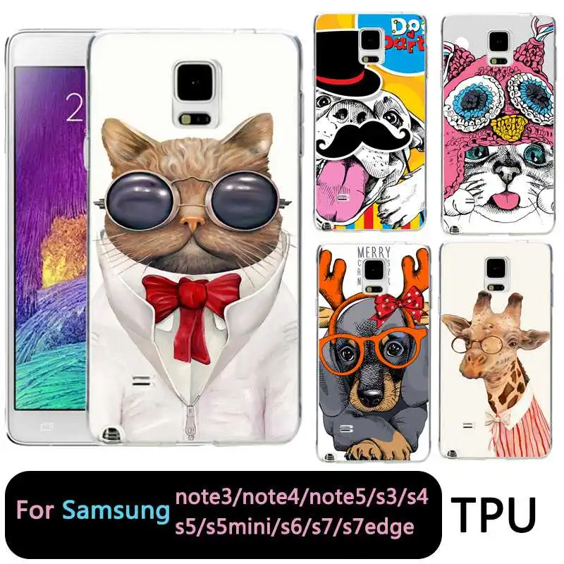 Qmswei ТПУ мягкий чехол для телефона samsung Note5 S8 s6 s7 edge s4 s5 s3 C5 C9 note3 note4 S9plus кота оленя
