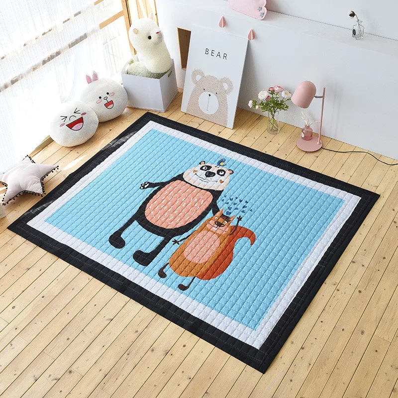Мультяшный игровой коврик 150*200 см, большой ковер, противоскользящий ковер для детской комнаты, прямоугольный коврик из хлопка, напольный коврик с пандой, напольный коврик с кроликом