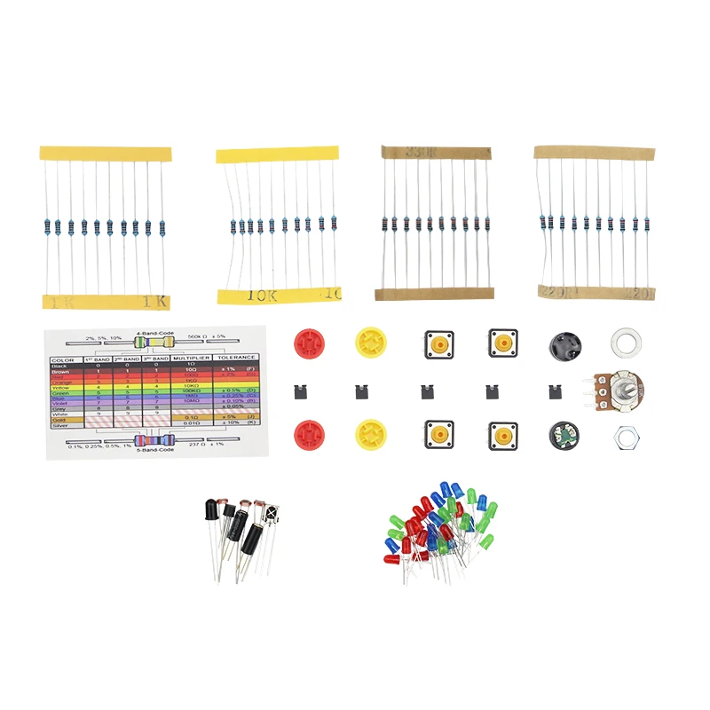 

Basic Starter Kit for LED Switch Module LM35 Sensor Passive Buzzer Jumper Wires Battrty Holder for UNO R3 Robot Kits