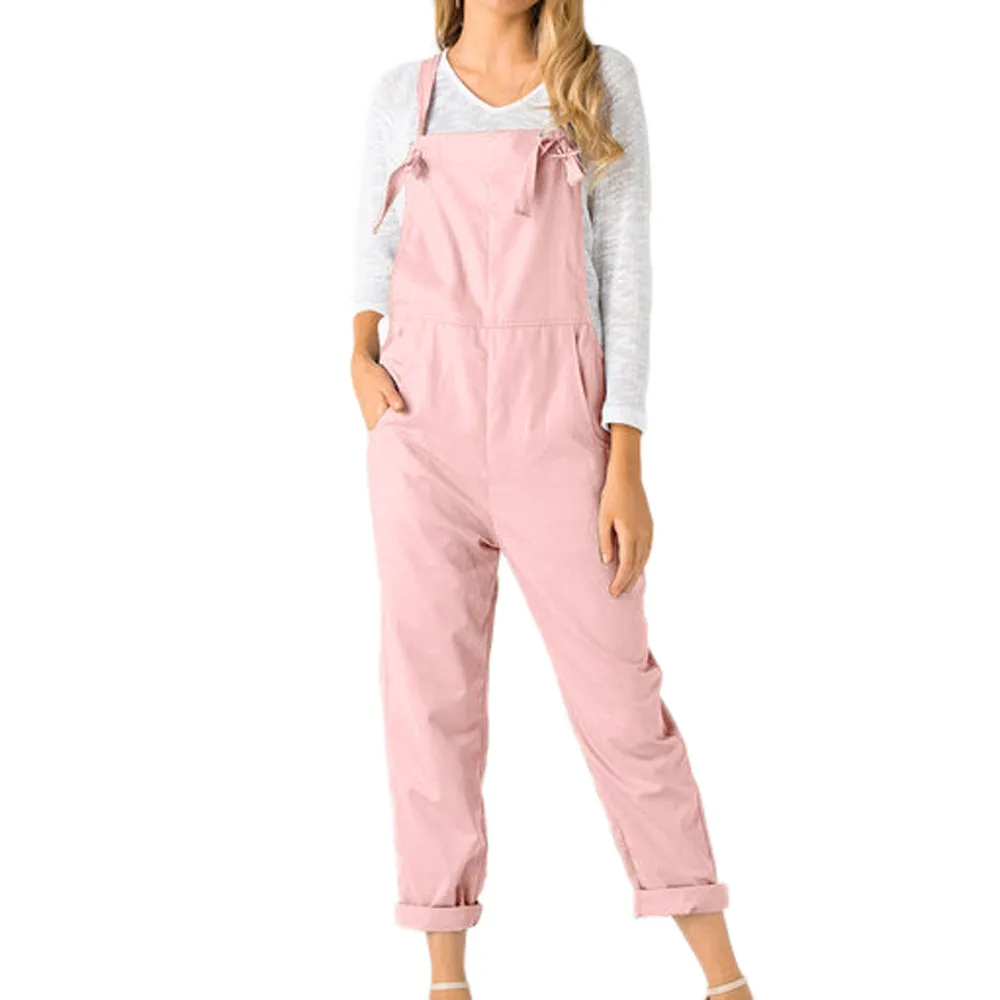 Women Jumpsuit Long Pants fashion overalls Dungarees Pockets Rompers Trousers combinaison femme bibs pants d90613 | Женская одежда