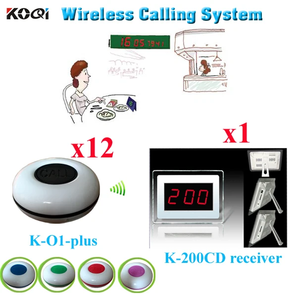 Restaurant Call Bell System Excellent Electronic Pager Equipment To Call Waiter Service (1 display+12 waterproof call button)