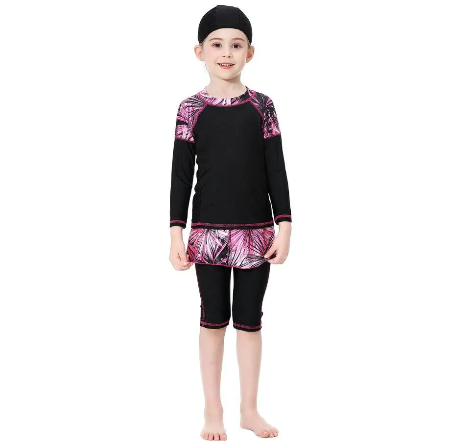 3 шт. размера плюс Maillot De Bain хиджаб для девочек Мусульманский купальник Буркини женский скромный купальный костюм Исламский купальник для детей Hasema - Цвет: modest swimwear