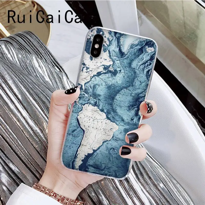 Чехол для телефона RuiCaiCa с картой мира iPhone 5 5Sx 6 7 7plus 8 8Plus X XS MAX XR 11 11pro 11promax|Бамперы| |