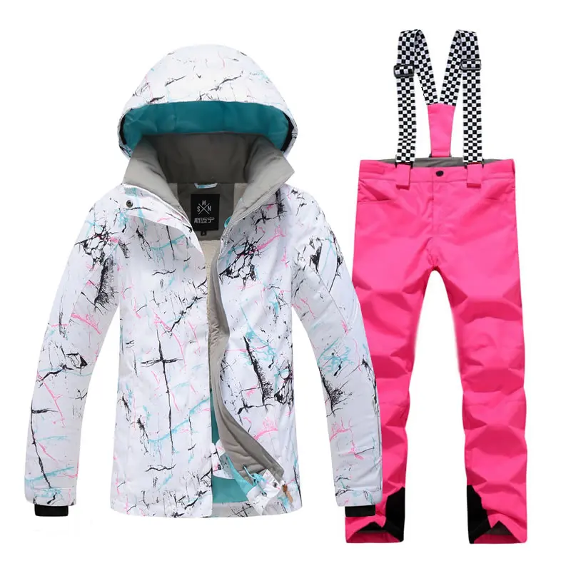 Winter snow suit women female ski suit for women Mountain skiing snowboard jacket snow pant ladies warm waterproof - Цвет: set 8