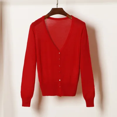 Новый однотонный Модный женский свитер кардиган тонкая верхняя одежда летний