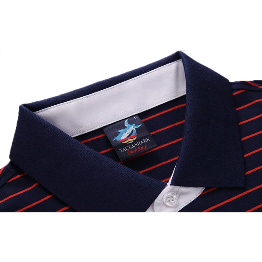 Мужская футболка с отложным воротником Повседневная облегающая в полоску