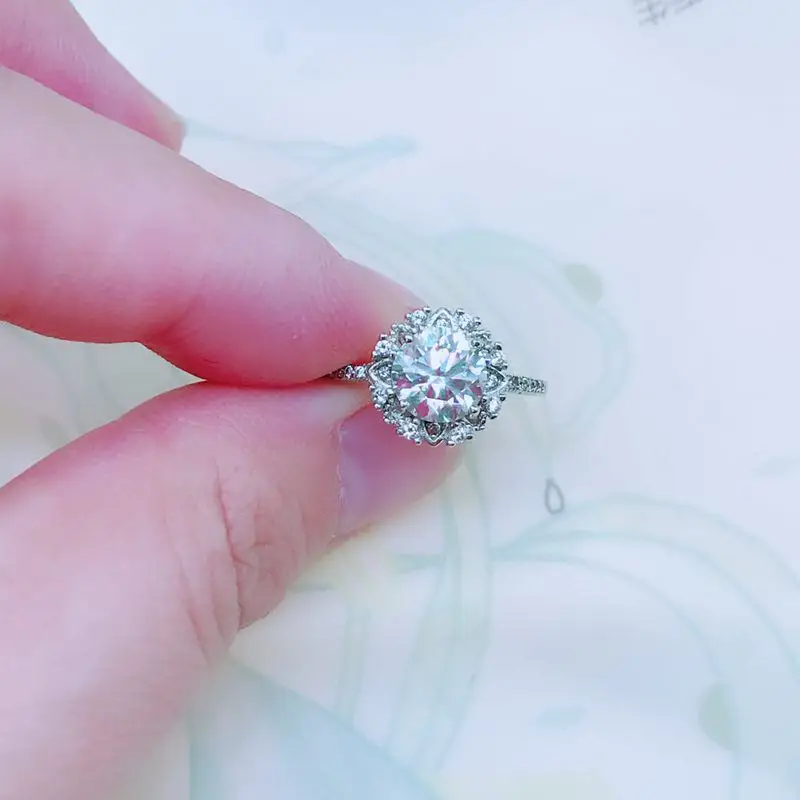 Ювелирное ослепительное 925 Серебряное кольцо для помолвки 1,2 Ct IF grade Moissanite серебряное кольцо лучший подарок для девочки