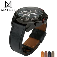 maikes watch accessories watch strap genuine leather watch wrist bracelets light black watchband for omega 22mm 24mm watch band
