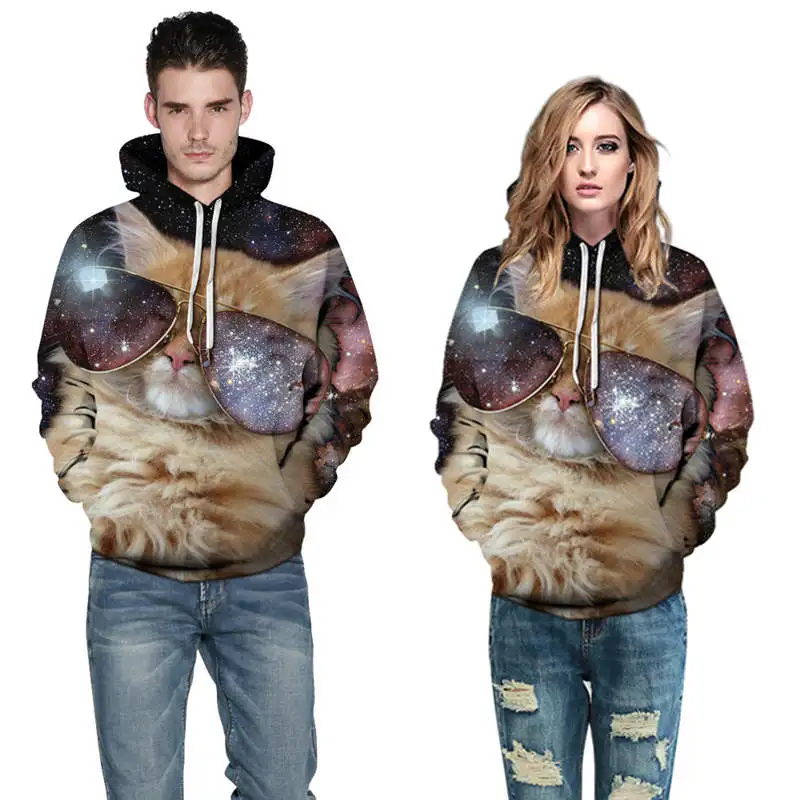 Модные толстовки с 3d принтом кота для мужчин и женщин забавная толстовка