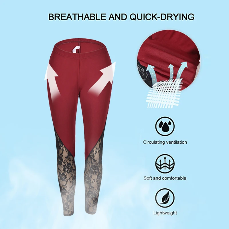 Vertvie 2019 Fashion Women Lace Skinny Pants Yoga Sport Leggings Trousers Gym Tights Running Workout Fitness | Спорт и развлечения