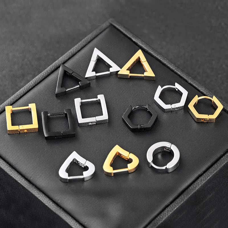 Треугольные серьги гвоздики унисекс в стиле панк рок из нержавеющей стали для