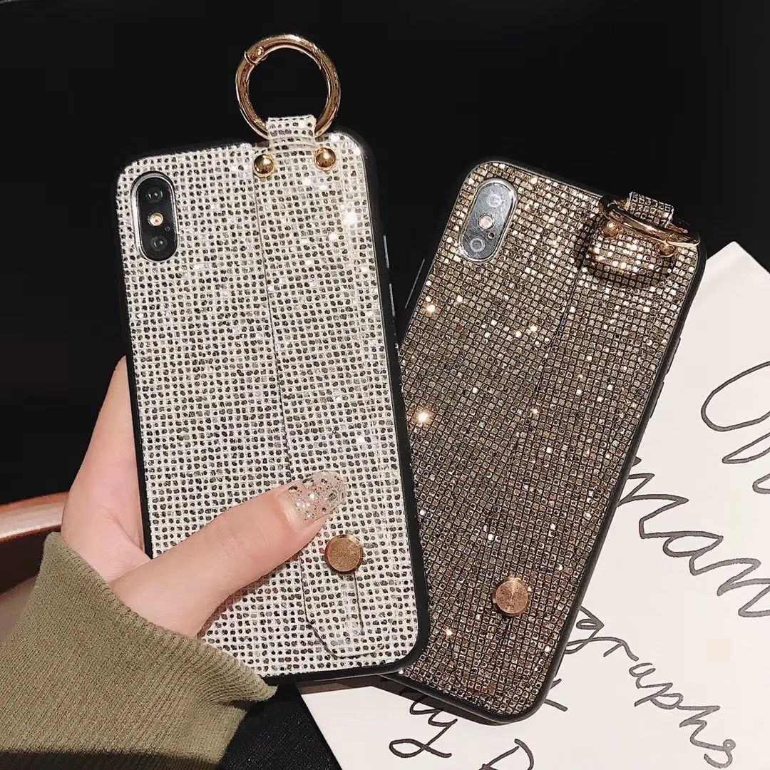 Роскошный мягкий чехол из ТПУ на запястье для iphone 6 6s 7 8 plus X Xs max XR блестящий |