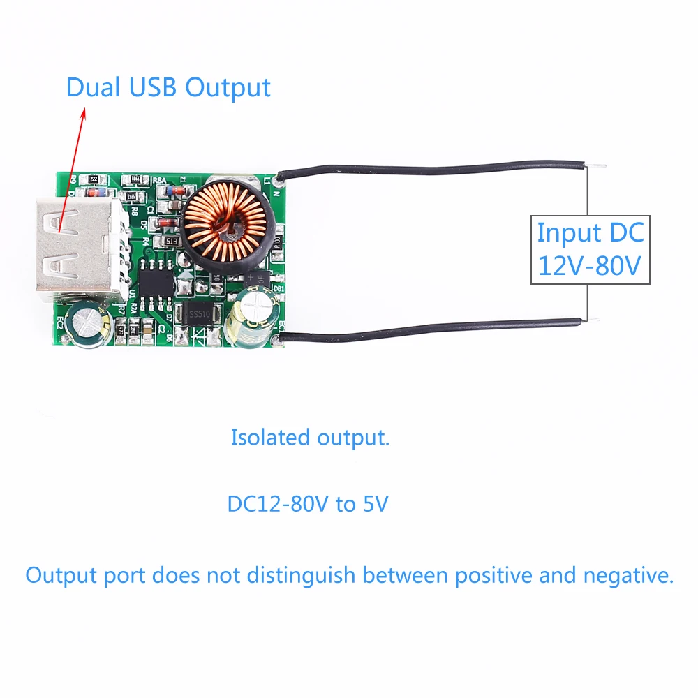 DC-DC 12 В 24 в 48 в 72 В до 5 В 2A двойной USB понижающий модуль питания понижающий преобразователь стабилизатор зарядное устройство понижающее Изолированное питание