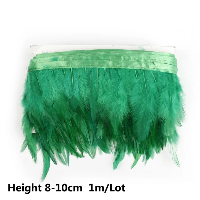 Green 1 м с перьями из хвоста петуха ленты 8-10 см куриное перо планки для свадебной вечеринки платье юбка украшения DIY одежда аксессуары - Цвет: Green