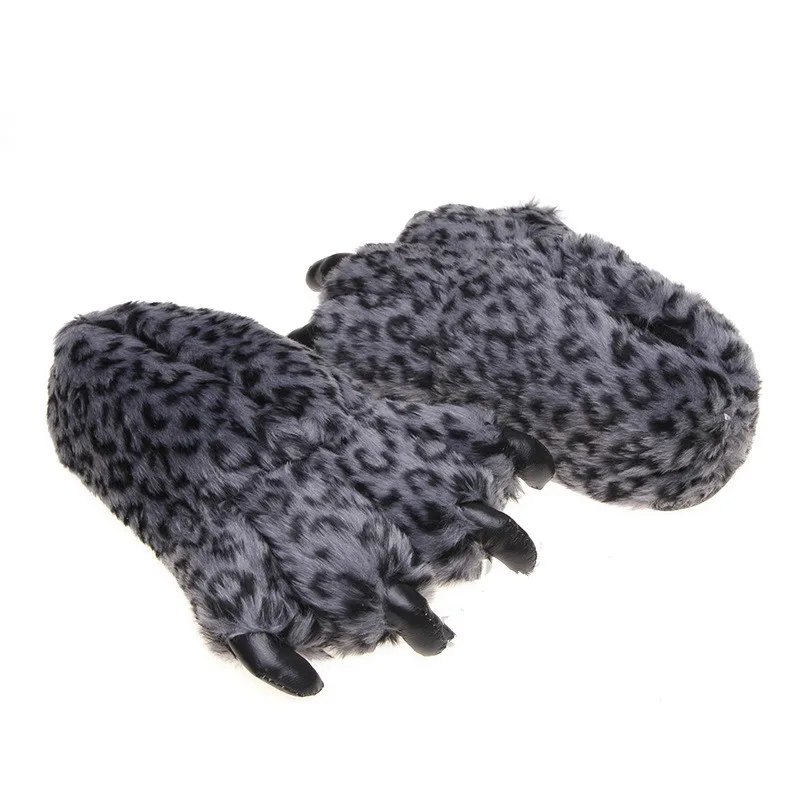 leopard 3 Дизайнерские плюшевые тапочки с рисунком животных, тигра, леопарда; сезон осень-зима; зимняя женская и мужская домашняя обувь; домашние тапочки - Цвет: leopard 3